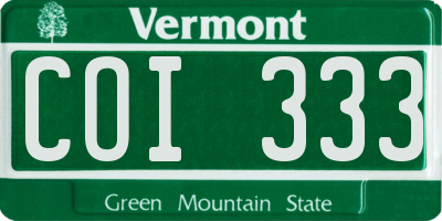 VT license plate COI333