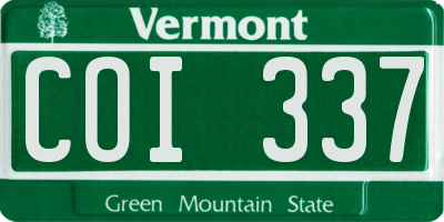 VT license plate COI337