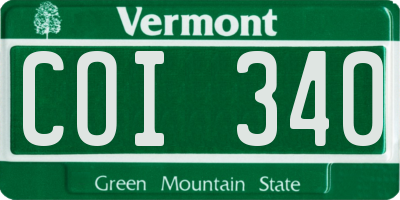 VT license plate COI340