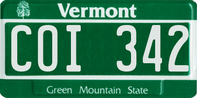 VT license plate COI342