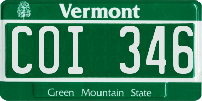 VT license plate COI346