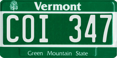 VT license plate COI347