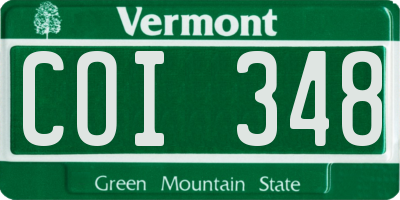 VT license plate COI348