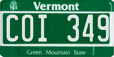 VT license plate COI349