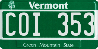 VT license plate COI353