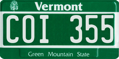 VT license plate COI355