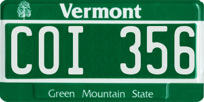 VT license plate COI356