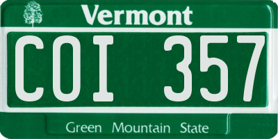 VT license plate COI357