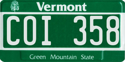 VT license plate COI358