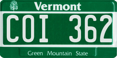 VT license plate COI362