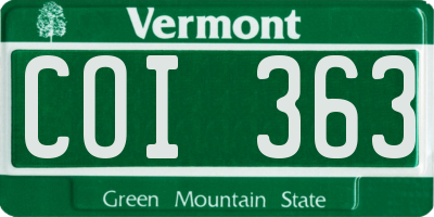 VT license plate COI363