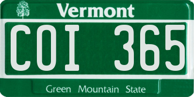 VT license plate COI365