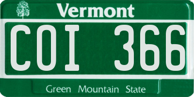 VT license plate COI366