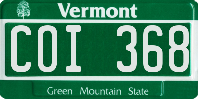 VT license plate COI368