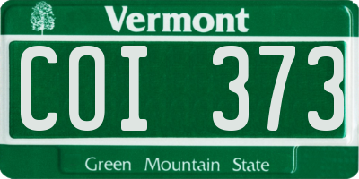 VT license plate COI373