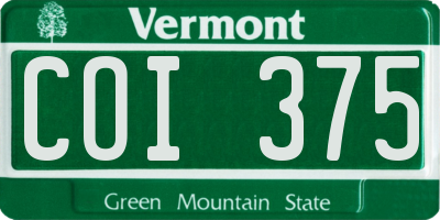 VT license plate COI375