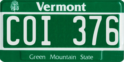 VT license plate COI376