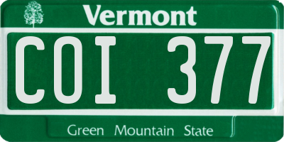 VT license plate COI377