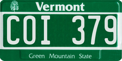 VT license plate COI379