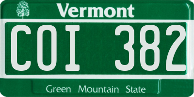 VT license plate COI382