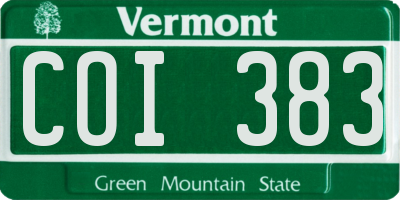 VT license plate COI383