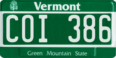 VT license plate COI386