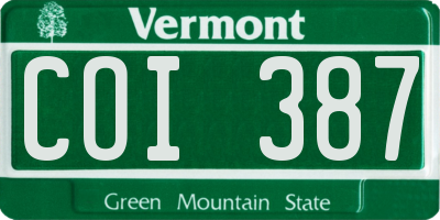 VT license plate COI387