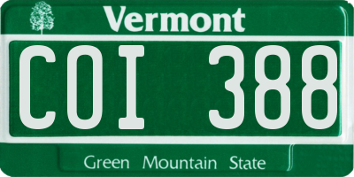VT license plate COI388