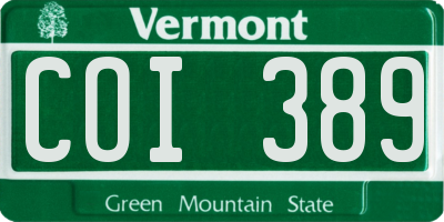 VT license plate COI389
