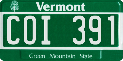 VT license plate COI391