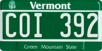 VT license plate COI392