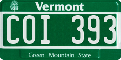 VT license plate COI393