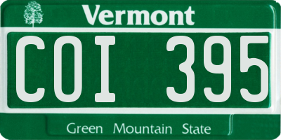 VT license plate COI395