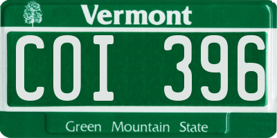 VT license plate COI396
