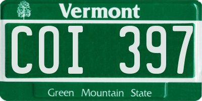 VT license plate COI397