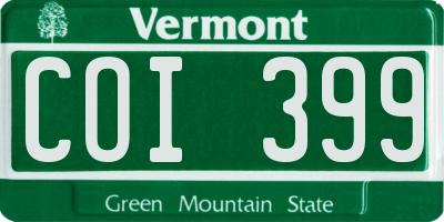 VT license plate COI399