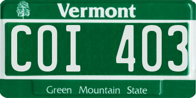 VT license plate COI403