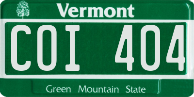VT license plate COI404