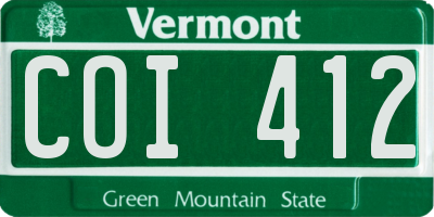 VT license plate COI412