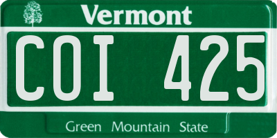 VT license plate COI425