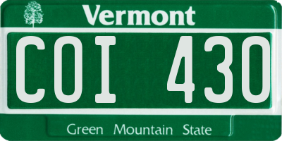 VT license plate COI430