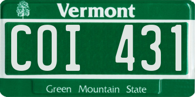 VT license plate COI431