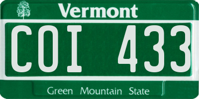 VT license plate COI433