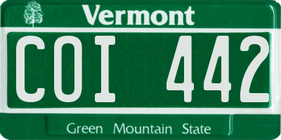 VT license plate COI442