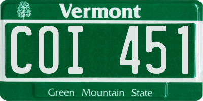 VT license plate COI451
