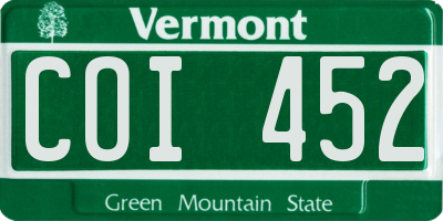 VT license plate COI452