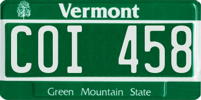 VT license plate COI458