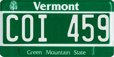 VT license plate COI459