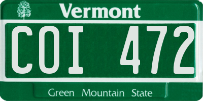 VT license plate COI472