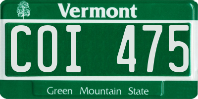 VT license plate COI475